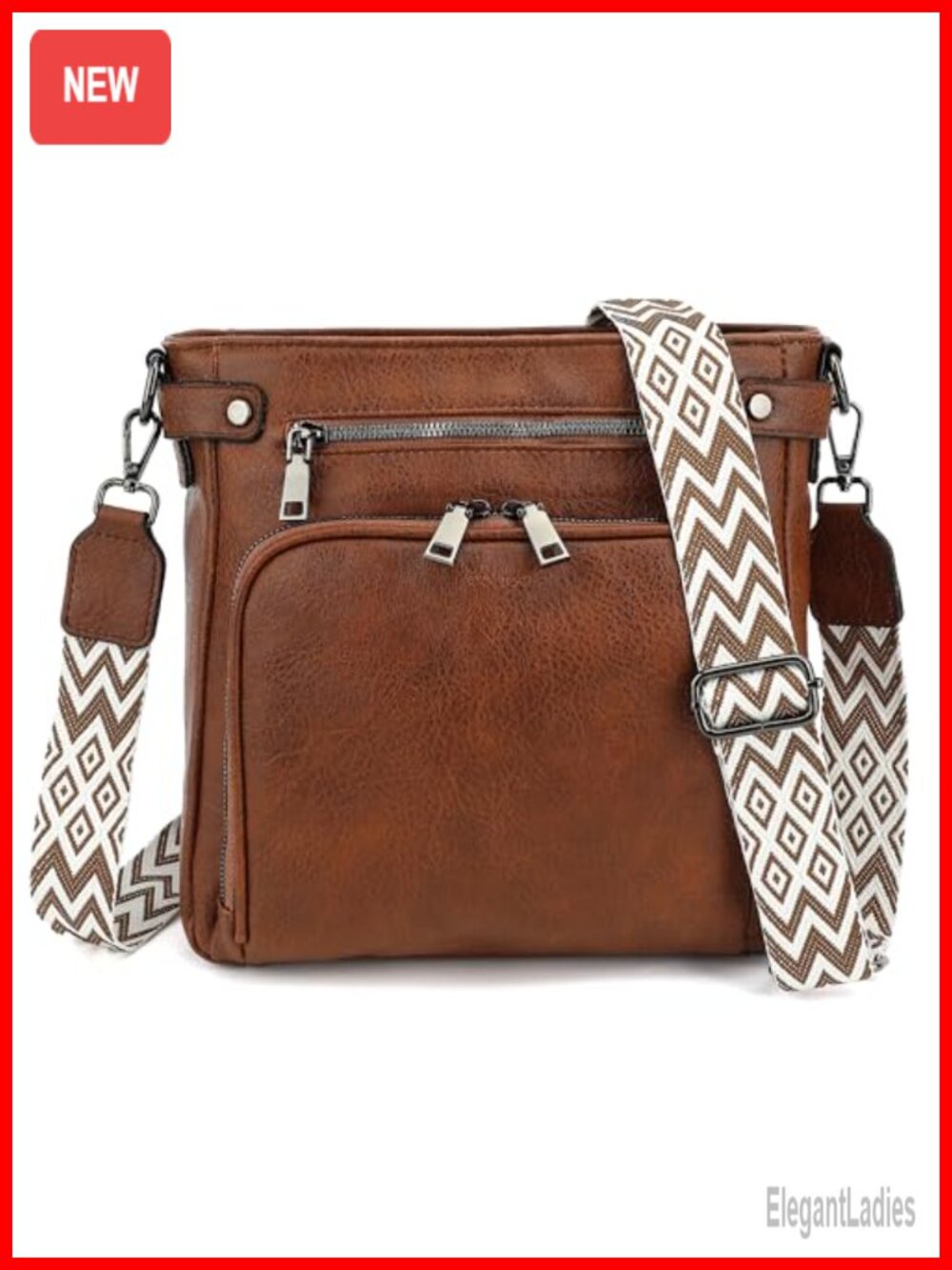 Semi-PU Leather Crossbody Bag Women Shoulder Handbag with 6 Card Slots